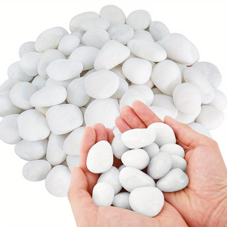 Fish Aquarium Home - 200/400g ホワイト高研磨天然玉石 2-3cm 中庭景観装飾石、植物の鉢、水槽用小石 JXB