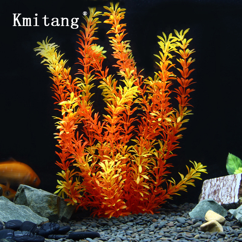 Fish Aquarium Home - 100cmのトロピカルプラント、大型人工水草、水中植物、ソフトプラスチック製の人工樹木、水槽の装飾用