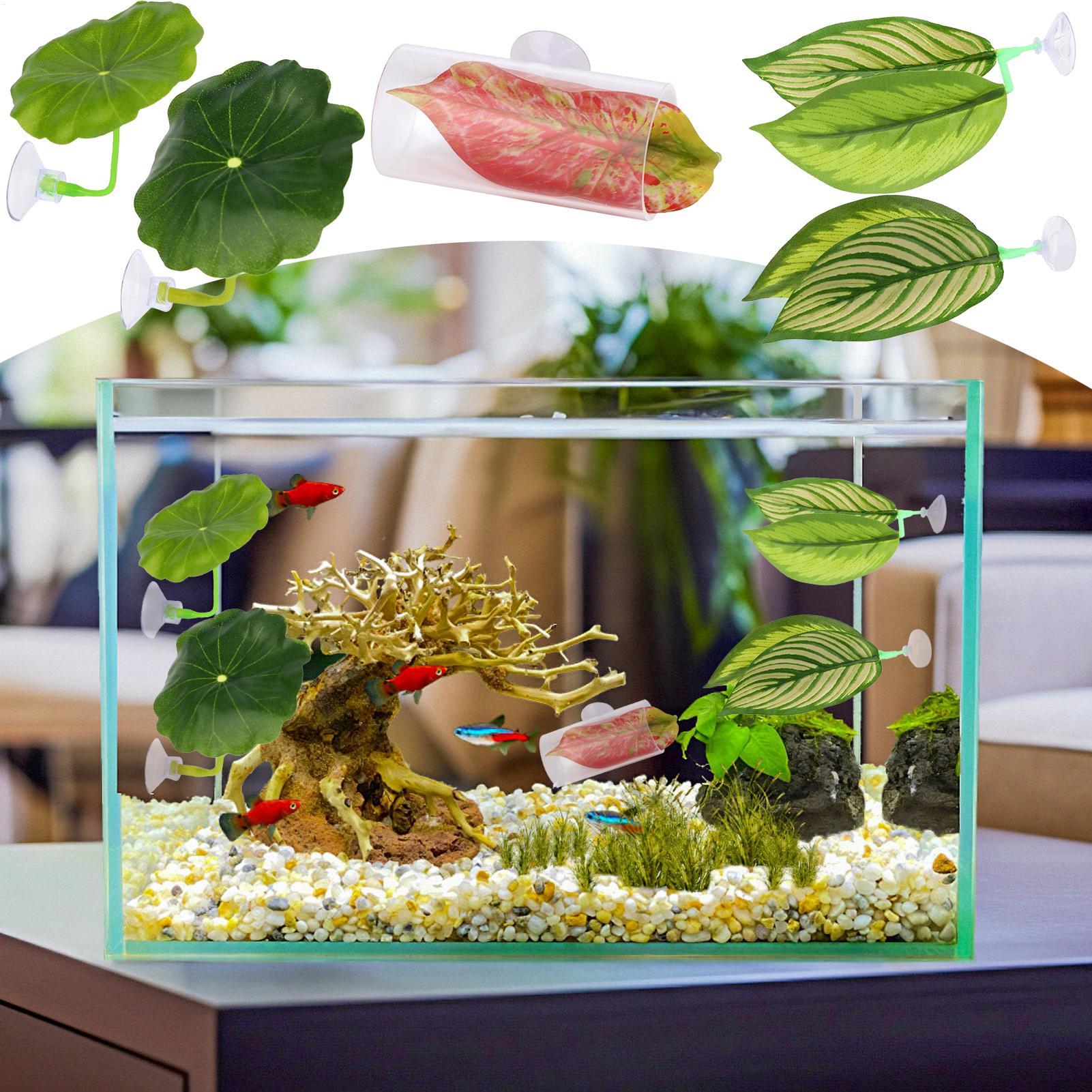 Aquarium Fish Betta - ベタ魚ハンモック 5個セット 調節可能なベタリーフハンモック 魚のおもちゃセット 水槽装飾 エビ、コリドーラなどの繁殖遊び用