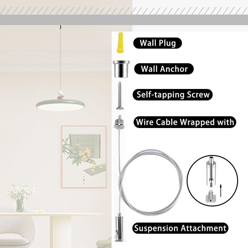 Aquarium Light - 六角形照明器具吊り下げシステムキット、天井吊り下げワイヤーケーブルキット、3.3/6.6フィート水族館ライト吊り下げケーブル密閉型