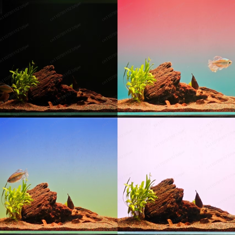 Aquarium Light - 黒色アクリル製水槽背景ライトパネル、RGBWグラデーションデュアルコントロールLED（魚タンク装飾用）