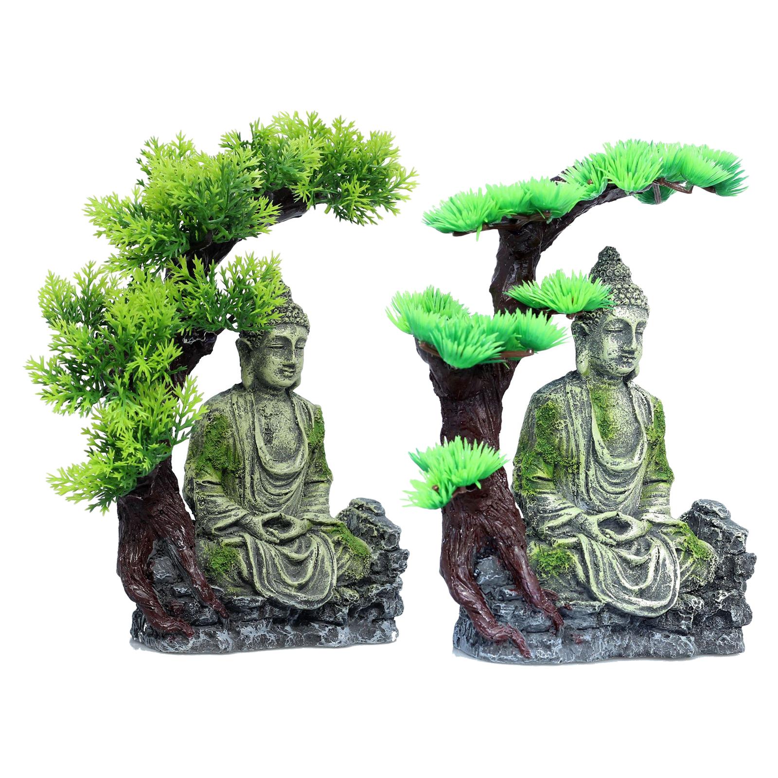 Aquarium Decor - 仏像の置物、水槽の装飾品、樹脂製の魚の隠れ家、大型水槽用のベタの洞窟、観賞魚の繁殖用洞窟。
