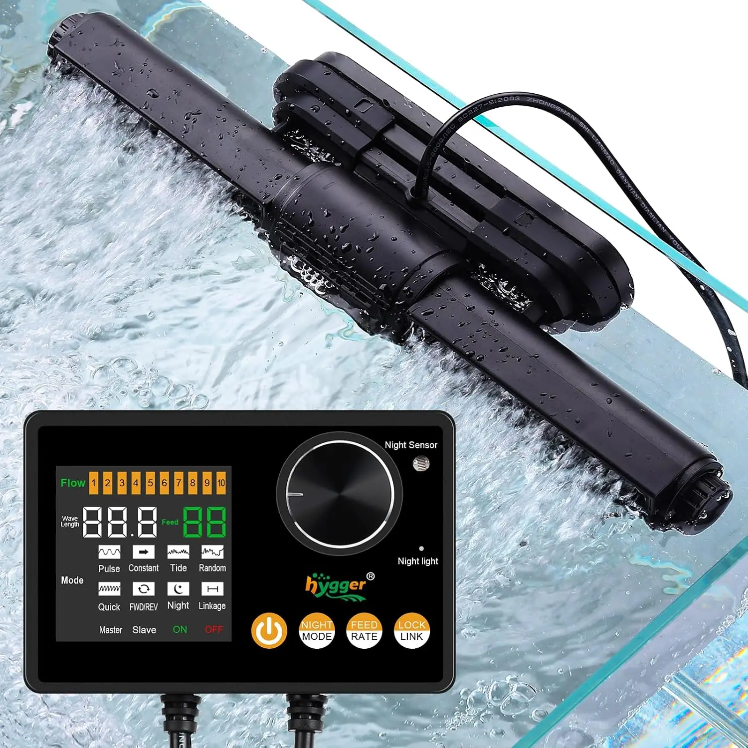 Aquarium Pump - 水槽用インテリジェントウェーブメーカー、海水・淡水循環ポンプ、6種類の波形設定可能/夜間運転/給餌機能/ワイヤレス接続
