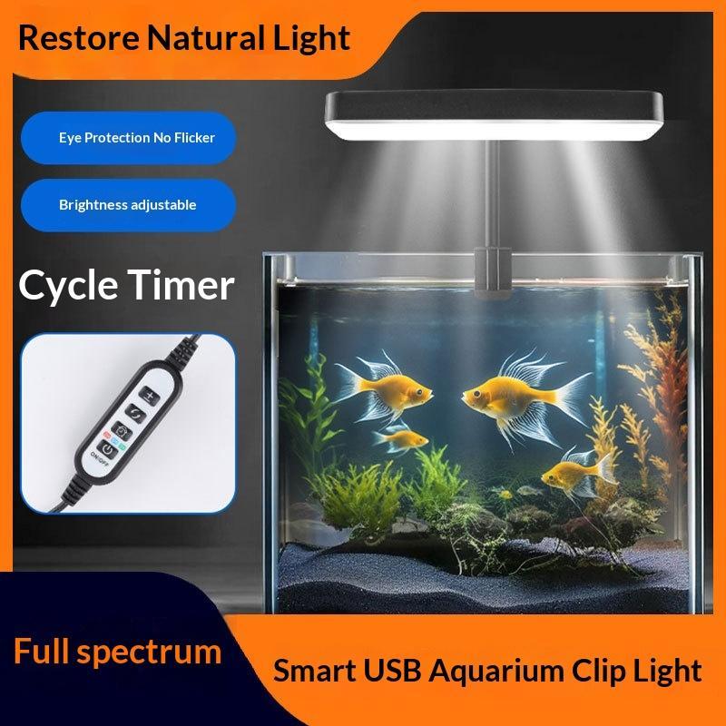 Aquarium Light - フルスペクトルLED水槽ライト 360度調整可能 タイマー付き 水草育成ライト