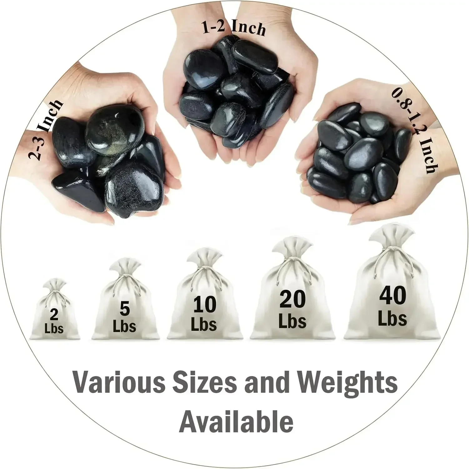 40ポンドの黒い川の石（造園用）、2-3インチの小石（室内植 - Aquarium Plants のレビューと価格