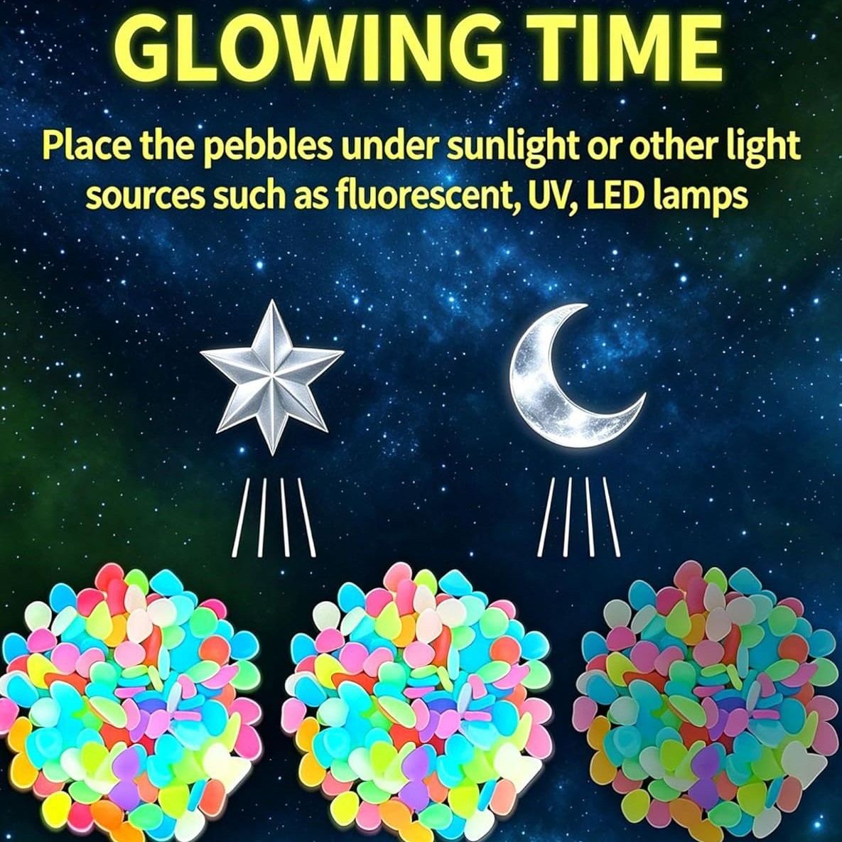カラフルな暗闇で光る発光石、庭石、屋外庭園通路、水槽、鉢植え - Aquarium Light のレビューと価格