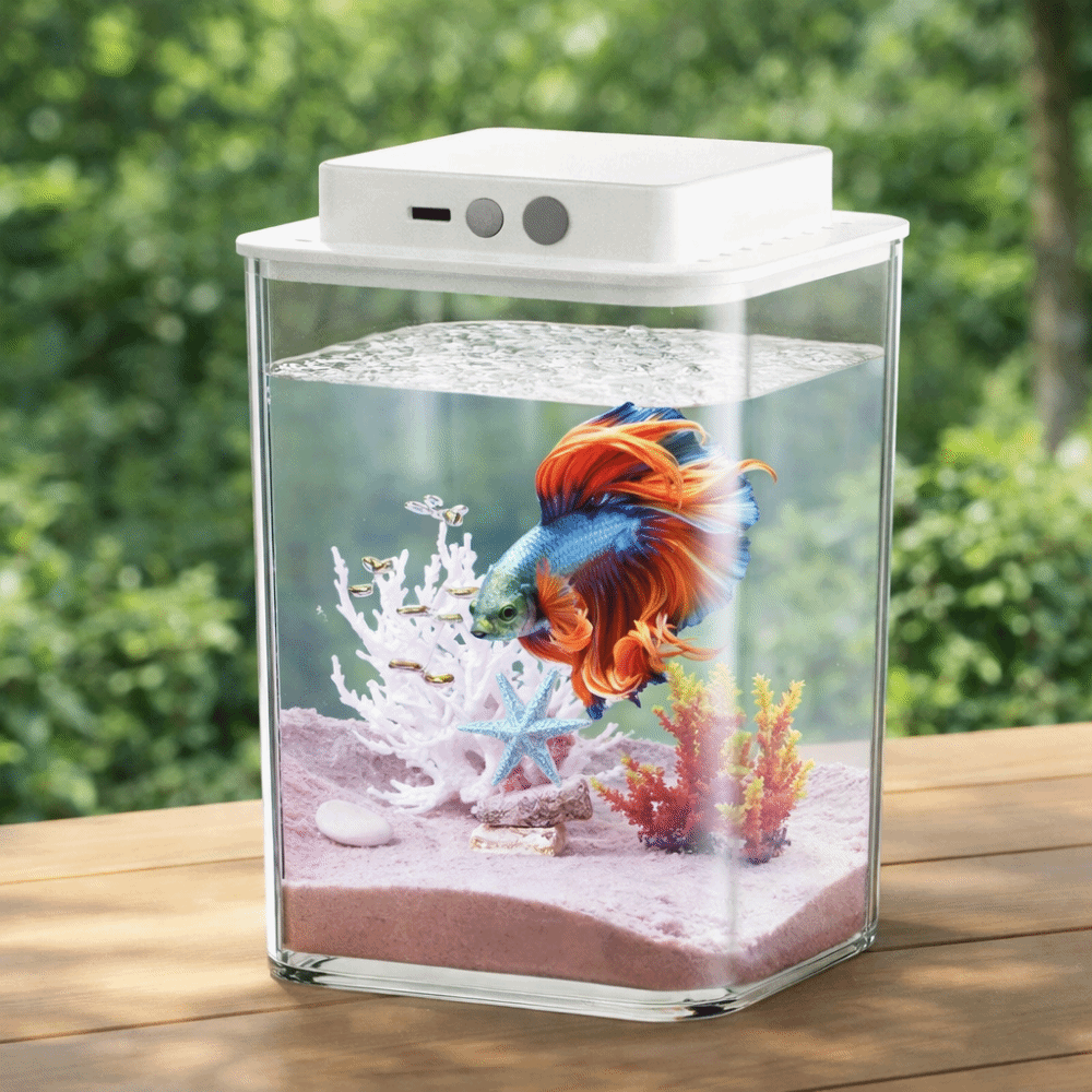 透明なベタ魚水槽、インテリジェントセンシングLEDライト付き - Betta Fish Tank のレビューと価格