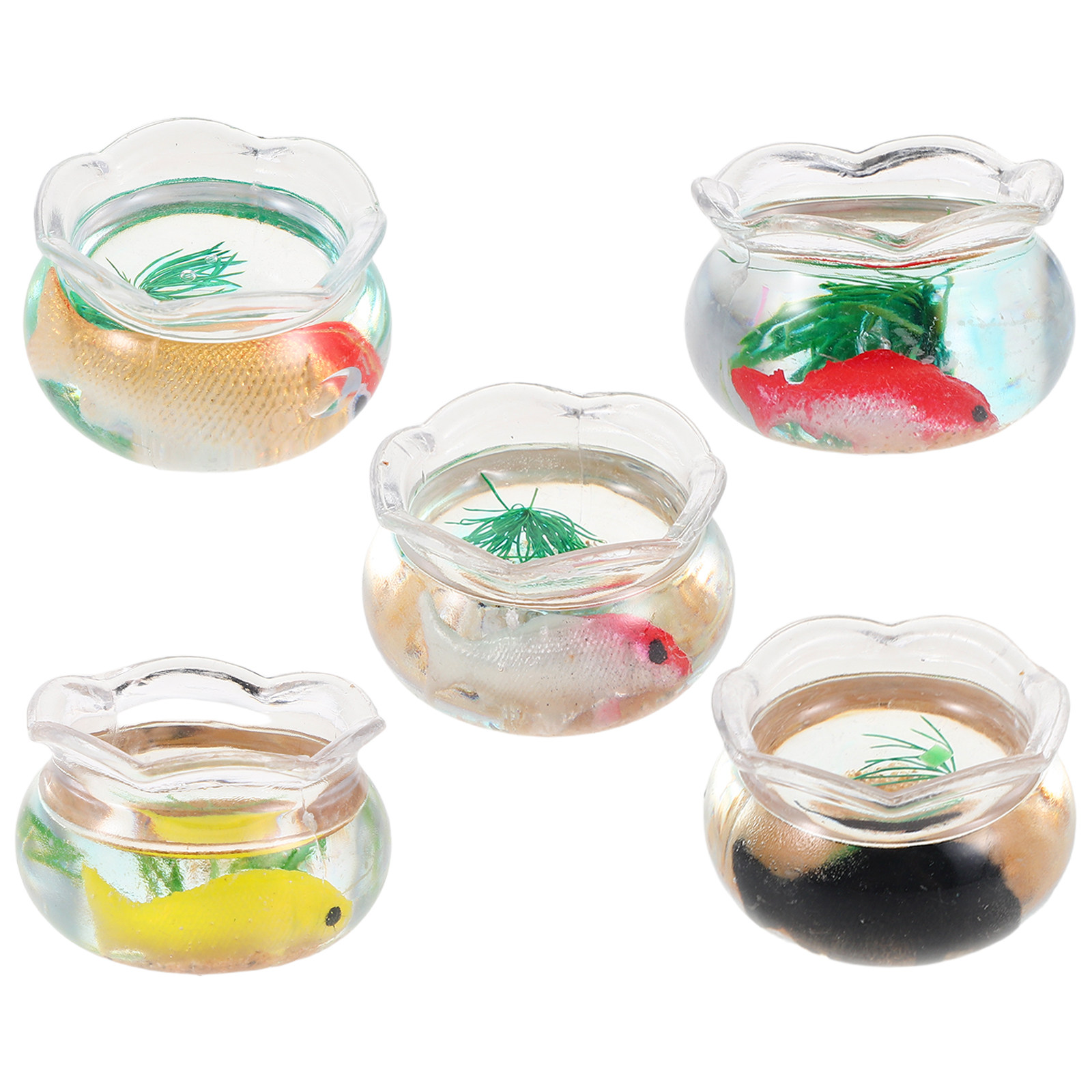5個入り ミニ魚水槽 リアルな鯉池風 水生植物の模造品 小さ - Aquarium Plants のレビューと価格