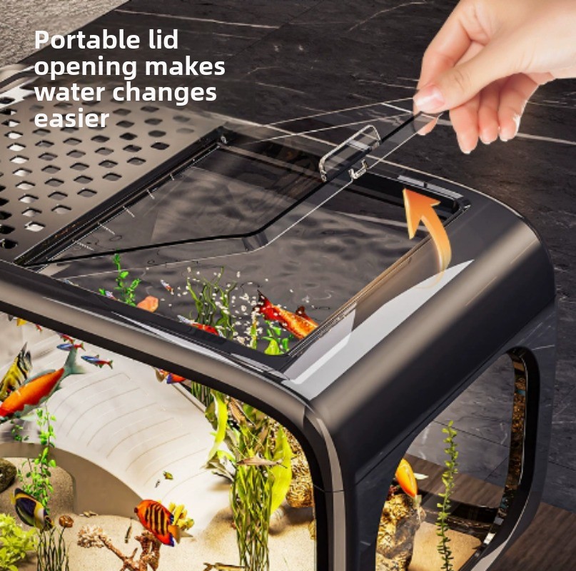 クリエイティブな透明な生態水槽（蓋付き）、卓上用の観賞魚水槽 - Fish Aquarium Home のレビューと価格