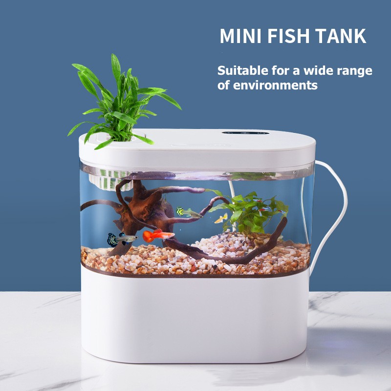 創造的なミニデスクトップ水槽、生化学ろ過システムとLEDライ - Betta Fish Tank のレビューと価格