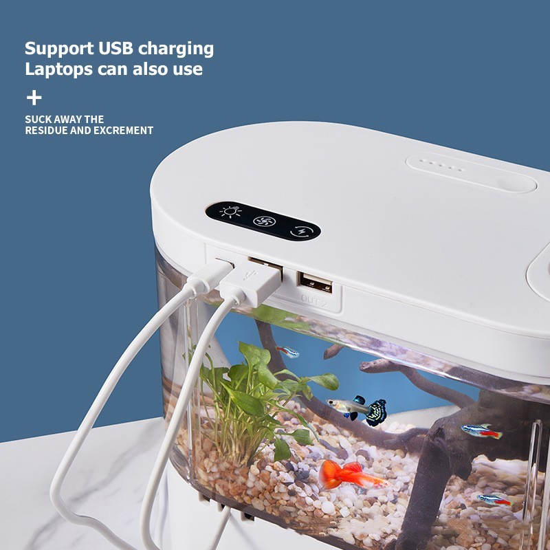 創造的なミニデスクトップ水槽、生化学ろ過システムとLEDライ - Betta Fish Tank のレビューと価格