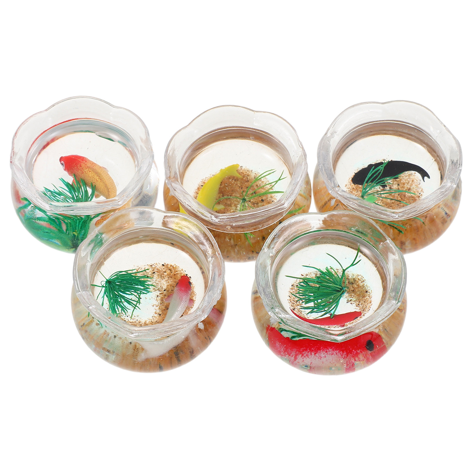5個入り ミニチュア魚鉢、リアルな鯉の水槽、小さな丸型、人工 - Aquarium Plants のレビューと価格